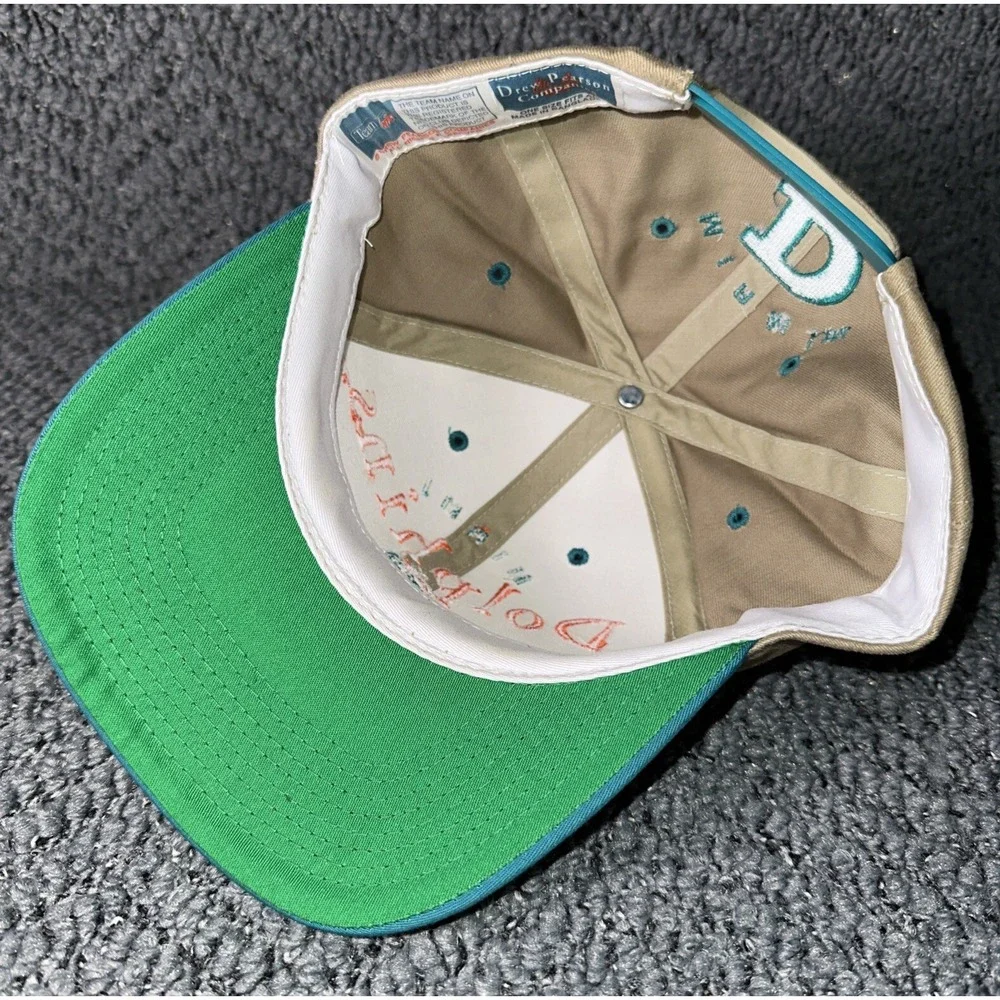 Vintage 90s Drew Pearson NFL Miami‎ Dolphins Snapback Hat Tan EUC VHTF - Picture 6 of 7